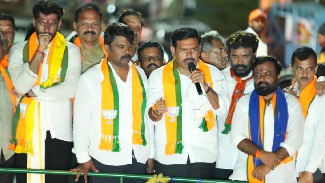 New Project kudathini,bjp president vijayendra protest against Congress Govt.